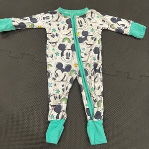Little Sleepies Mickey Mouse Zippy - Teal and Gray - Newborn